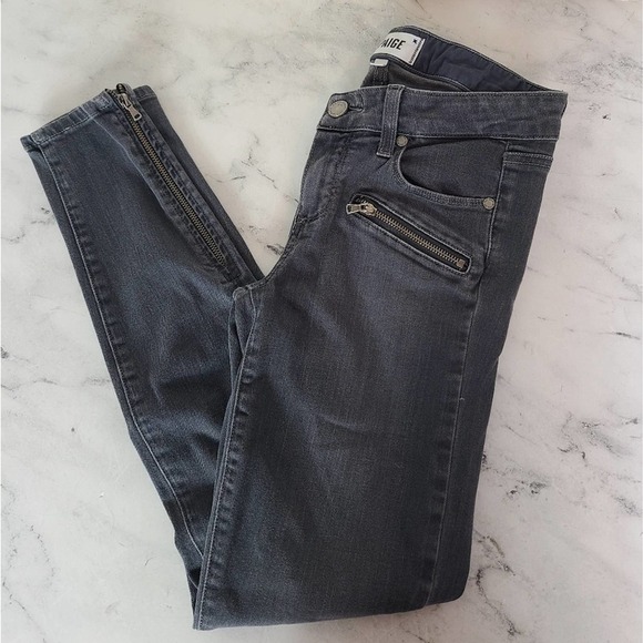 Paige Y2K Jane Zip Gray Lowrise Skinny Leg Gray Jeans 26 Preowned - Picture 1 of 8
